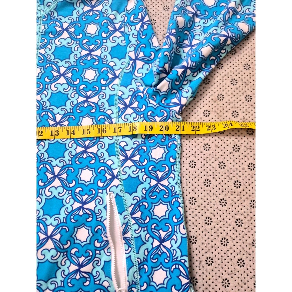 Talbots Talbots Blue White Geometric Tile Quarter Zip Pullover Size XL - Picture 3 of 7